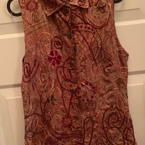 Sleeveless embroidered blouse